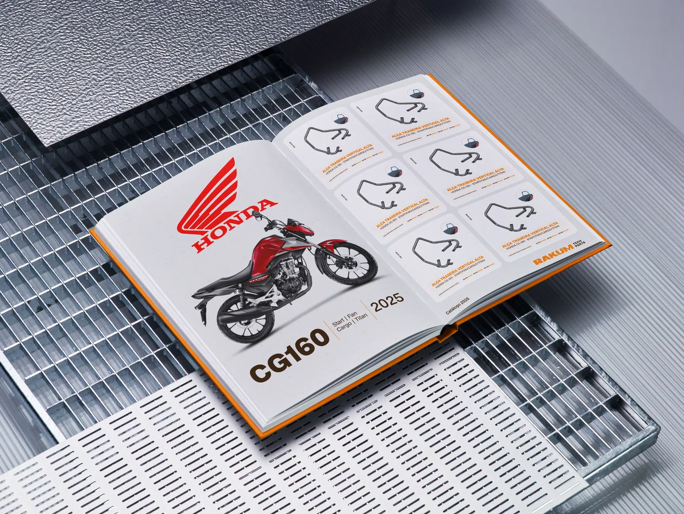 Catálogo Rakum aberto na página de aplicação por modelo de moto